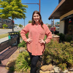 Washed Red Oversized Button Down Gauze Top