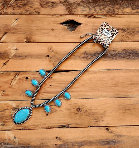 Navajo Bead Turquoise Medallion Necklace