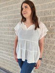 Tiered Babydoll White Boho Top