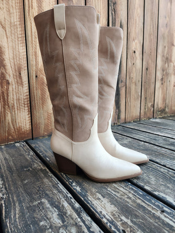Tall Two-Toned Western Cowboy Boot