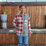 Mixed Red Plaid Long Sleeve Flannel Top