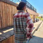 Mixed Red Plaid Long Sleeve Flannel Top