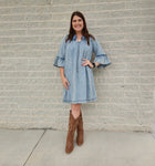 Bell Sleeve Denim Dress