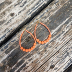 Orange Beaded Hoop Earring