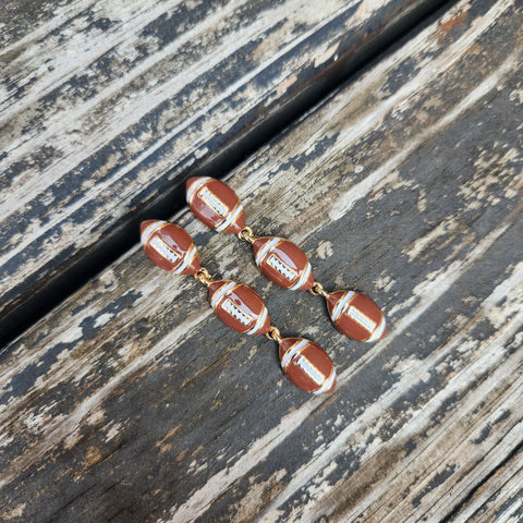 Brown Dangle Football Earring