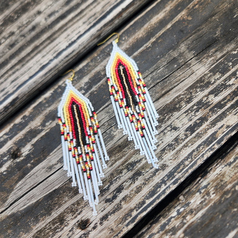 Beaded Tassel Earring White Mix