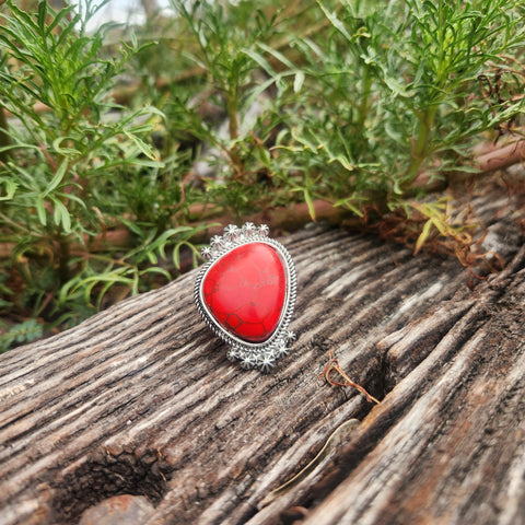 Red Large Stone Ring