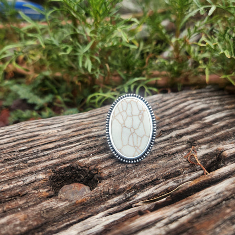 Round White Stone Ring