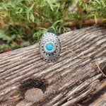 Round Turquoise & Silver Stone Ring