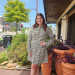 Leopard Button Front Denim Dress