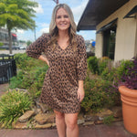 Leopard Print Long Sleeve Mini Dress