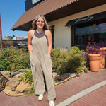 Wide Leg Mineral Wash Jumpsuit Mocha