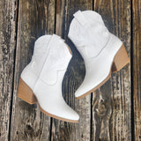 White Blazing Western Bootie