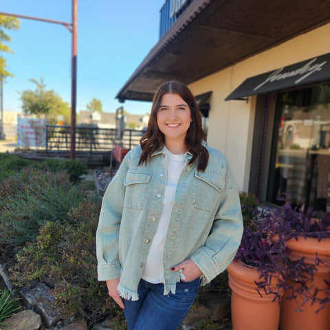 Olive Wash Studded Denim Jacket