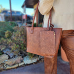 Brown Embossed Western Purse Tote