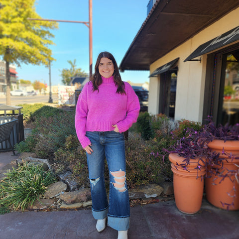 Bright Purple Wide Band Sweater