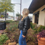 Black Faux Leather Puff Coat