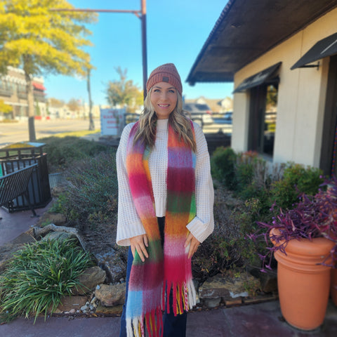 Multi Color CC Fringe Scarf