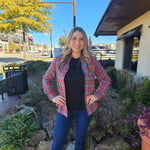 Red Gray Plaid Top