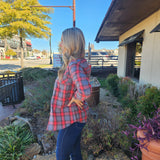 Red Gray Plaid Top