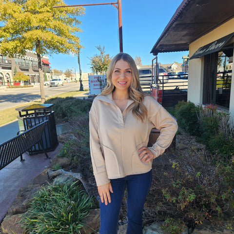 Ribbed Button Detail Top