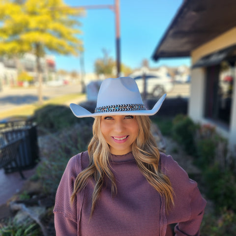 White Banded Western Hat