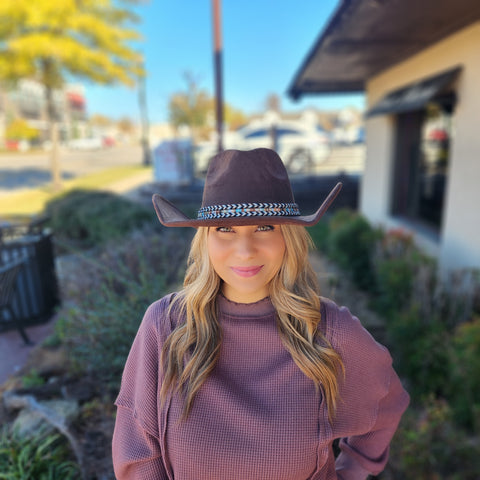 Brown Banded Western Hat