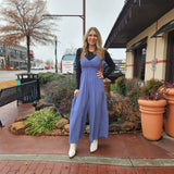 Wide Leg Jumpsuit Denim Blue