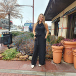 Black Wide Leg Wrap Jumpsuit