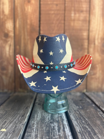 Stars & Stripes Turquoise Banded Hat