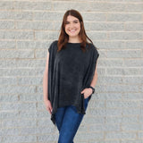 Black Mineral Wash  Slub Top