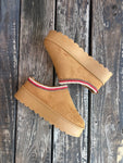 Tan Stitched Platform Slip-On Bootie Solid