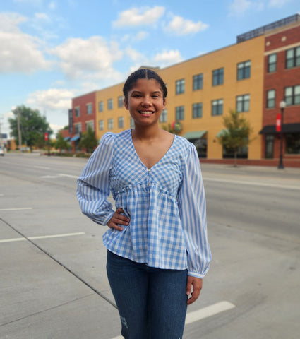 Gingham Babydoll Top