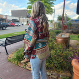 Teal Mix Aztec Shacket