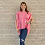 Pink Rolled Hem Mineral Wash Top