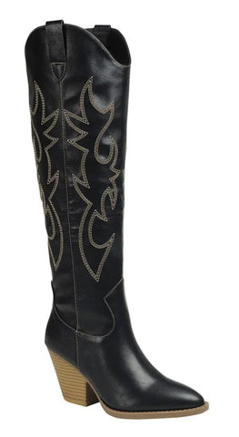 Black Tall Western River Boot