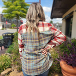 Mixed Red Plaid Long Sleeve Flannel Top