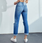 KanCan High Rise Cuffed Slim Straight Jean