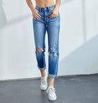 KanCan High Rise Cuffed Slim Straight Jean