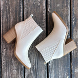 Off White Pointed Toe Duvet Bootie