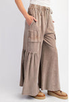 Wide Leg Mineral Wash Knit Pant