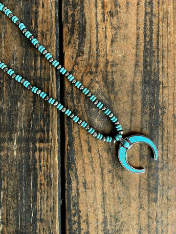 Turquoise Navajo & Solid Sqaush Blossom Necklace
