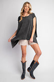 Black Mineral Wash  Slub Top