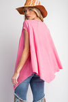 Pink Rolled Hem Mineral Wash Top